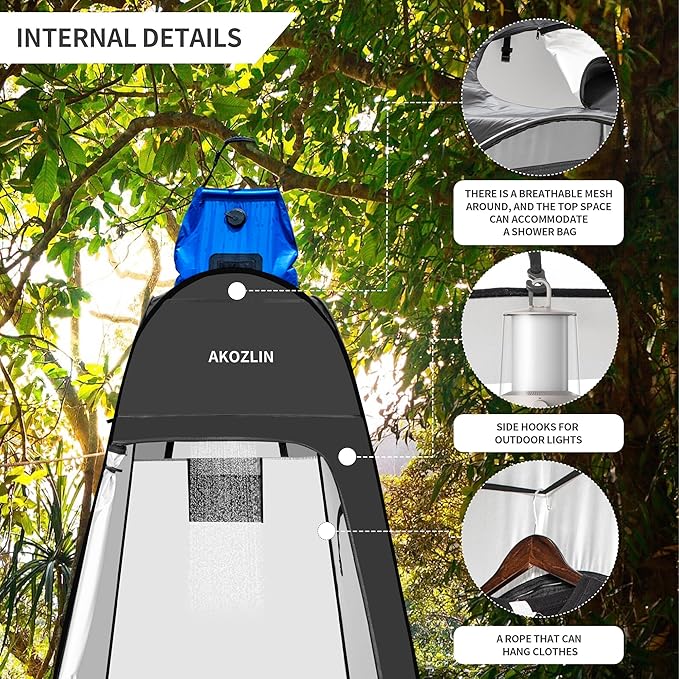AKOZLIN Portable Pop Up Shower Tent Instant Privacy Dressing Changing Tent Outdoor Shower Room Camp