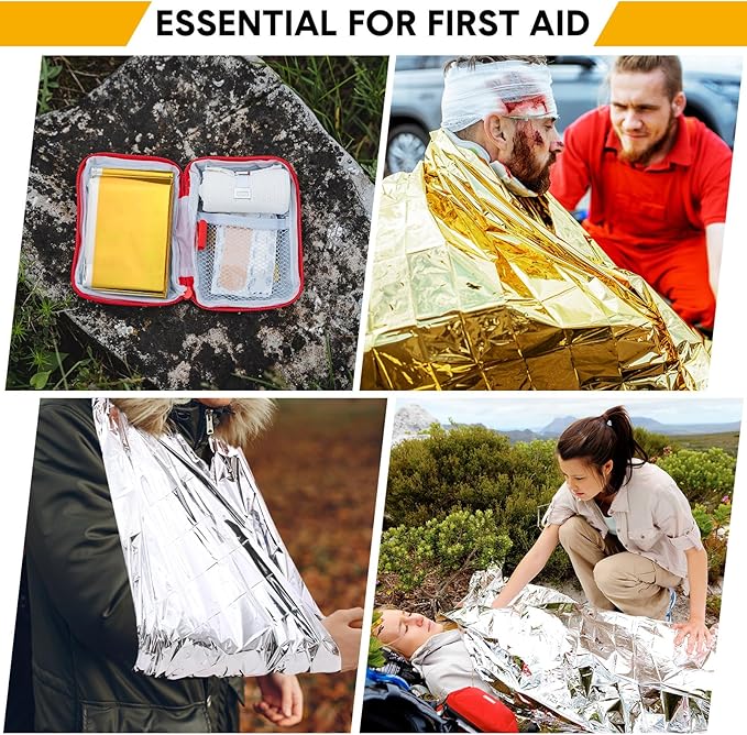 100 Pack Emergency Foil Thermal Blanket Bulk 83 x 55'' Waterproof Space First Aid Survival Blanket