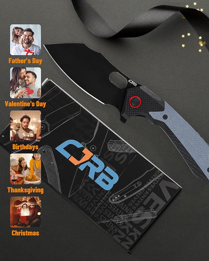 CJRB Folding Pocket Knife Caldera (J1923) AR-RPM9 Powder Steel Blue G10 Handle for Men EDC Camping