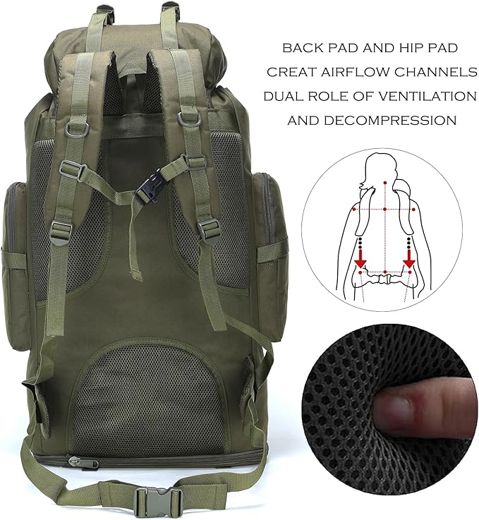 Hiking Backpack for Men 70L/100L Camping Backpack Military Rucksack Molle 3 Days Assault Pack for