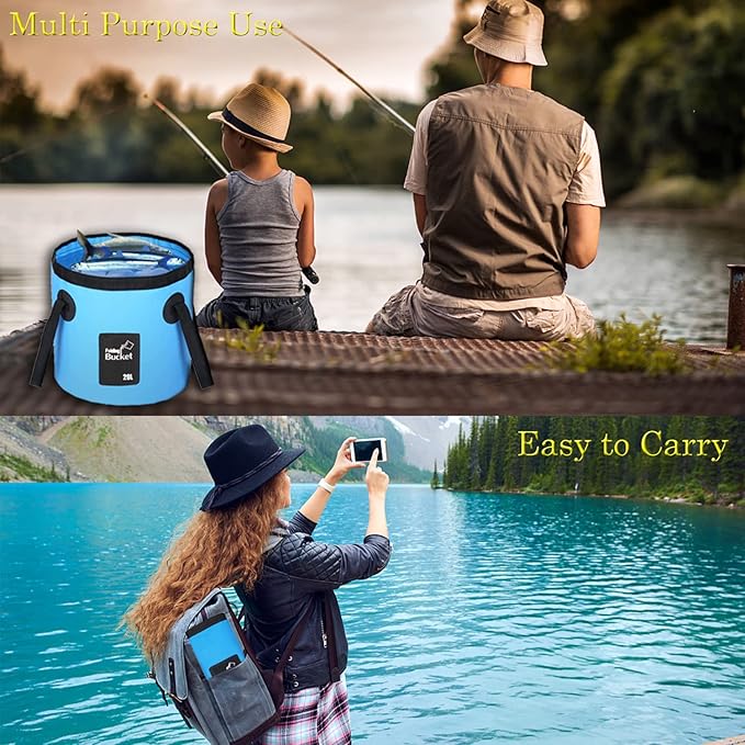 Esthesia Collapsible Bucket, 5 Gallon Portable Folding Water Container for Travelling, Camping