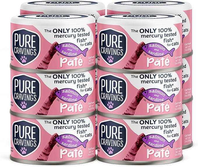 Pure Cravings Salmon and Sardine Pate, Canned Wet Cat Food, 100% Mercury-Tested, Moist Can Fish