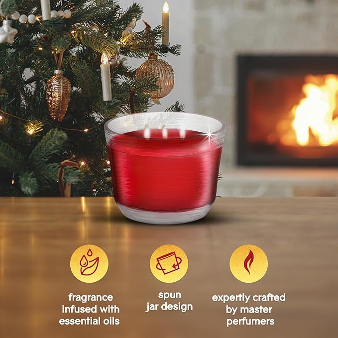 Glade 3-Wick Scented Candle Jar, Warm Apple & Spices, Air Freshener Infused with Essential Oils