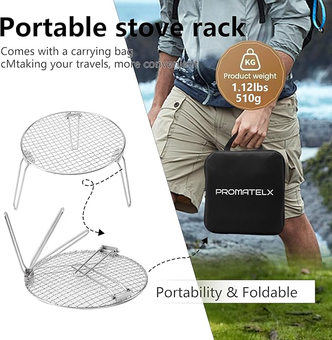 RROMATELX Small Folding Camping Grillï¼?04 Stainless Stee Portable Camping Stove，Campfire