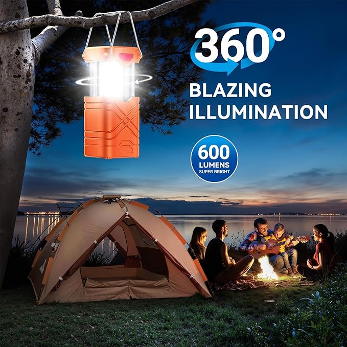 LETMY 4 Pack Camping Lantern, Rechargeable LED Lanterns, Solar Lantern Battery Powered Hurricane