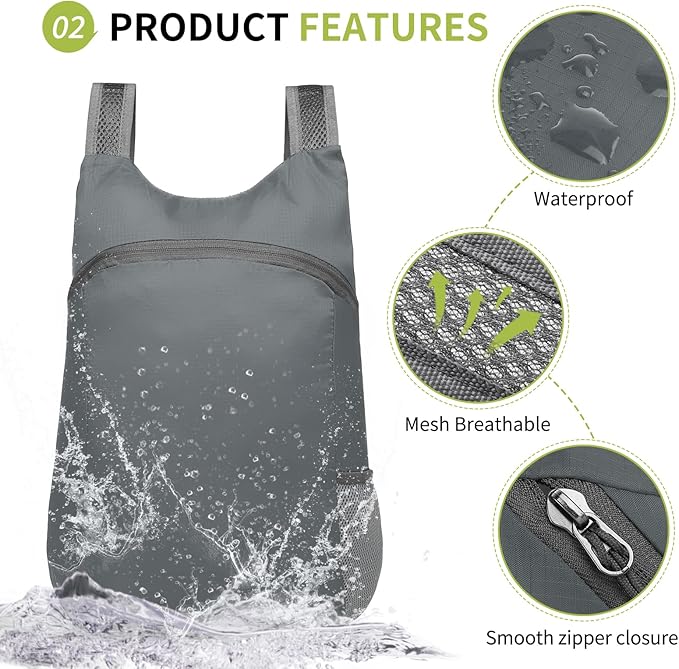 20L Ultra Hiking-Daypack Lightweight Foldable Travel Packable Backpack for Camping Cycling