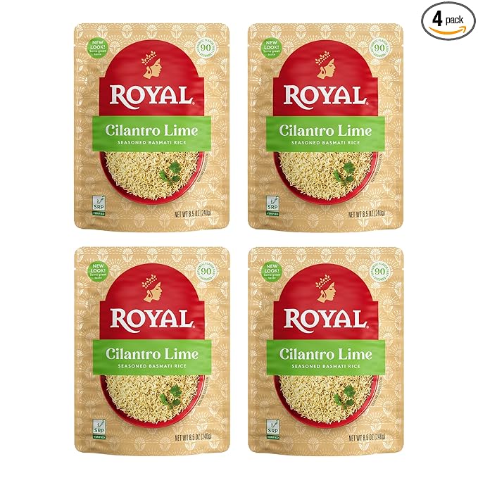 Royal Cilantro Lime Basmati Rice - Ready to Heat Basmati Rice - (4 Pack) 8.5 oz Microwaveable Pouch