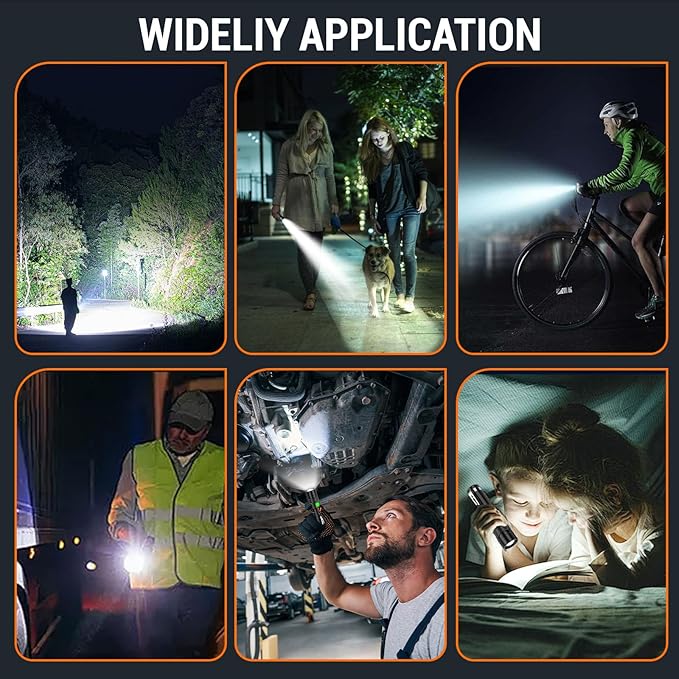 LED Tactical Flashlight Rechargeable - One Click SOS, Super Bright Small LED Flashlight 3Hr USB-C