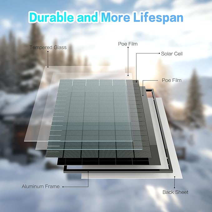 JJN Bifacial 400 Watt Solar Panel, N-Type 16BB 400W Solar Panels, 25% High Efficiency