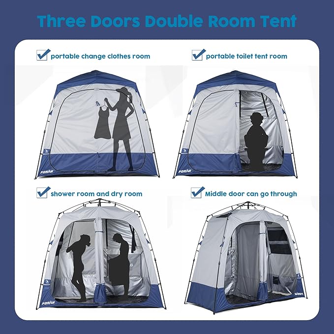 Camping Shower Tent Deluxe Changing Room Easy Set Up Privacy Shelter,Large Toilet Tent with Floor
