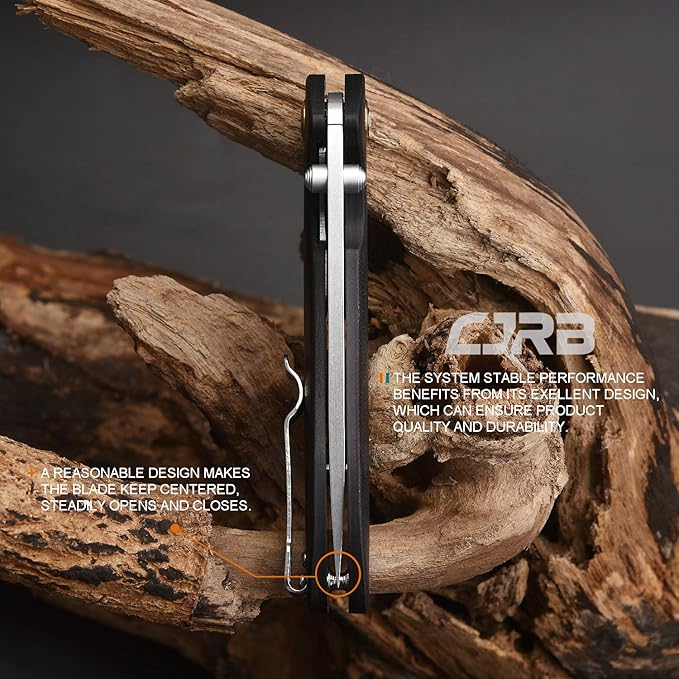 CJRB Folding Knife Feldspar Pocket Folding Knife Stonewash D2 Steel Blade G10 Tactical Handle EDC