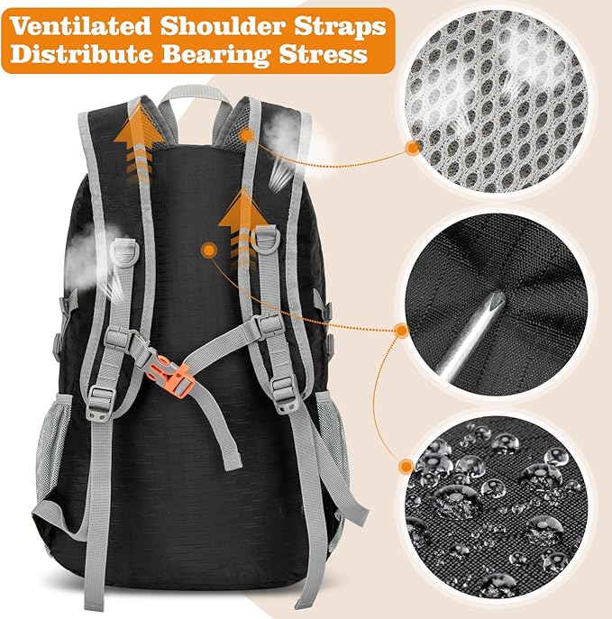 ZOMAKE Lightweight Packable Backpack 30L, Foldable Hiking Backpacks Water Resistant Compact Folding