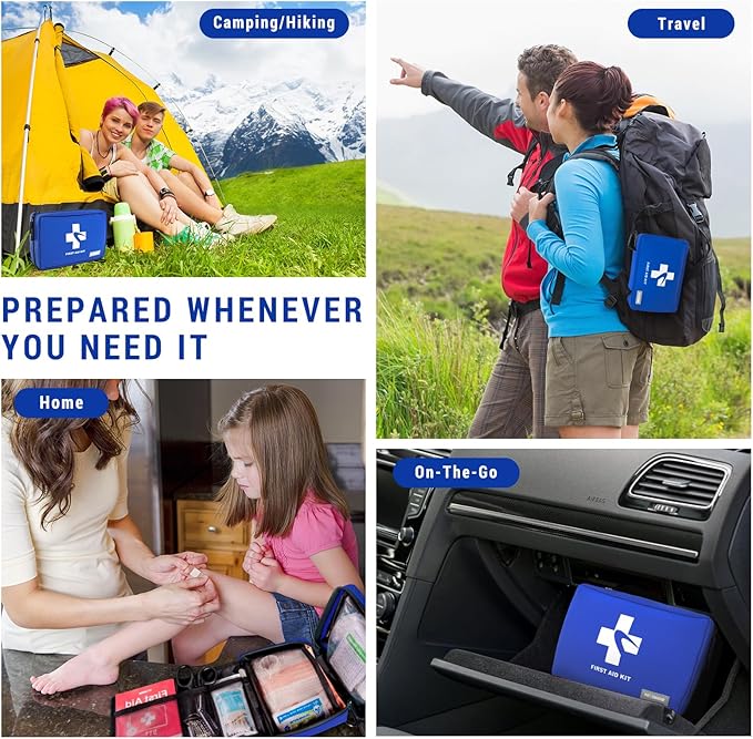 300 PCS First Aid Kit for Home, Car, Travel, Camping, Hiking, Truck, Office, Businesses, Sports &