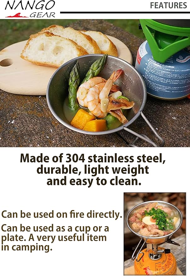 NANGOGEAR 3pcs Set Stainless Steel Camping Sierra Cup 310ml (21111)