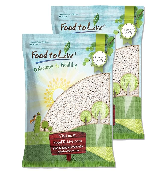 Food to Live Navy Beans, 20 Pounds Raw, Dried, Vegan, Kosher, Whole Small White Kidney Beans in
