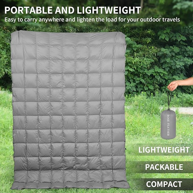 Down Camping Blanket, Muti-Use Outdoor Travel Blanket, Puffy Sleeping Bag Blanket, Waterproof