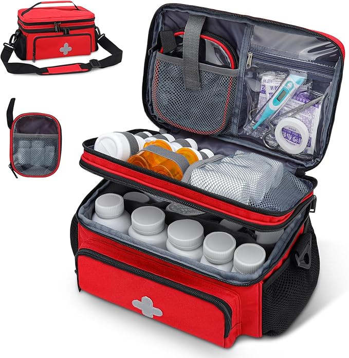 Medicine Storage Bag, Pill Bottle Organizer for Emergency, Medicine Box Empty with Small Portable