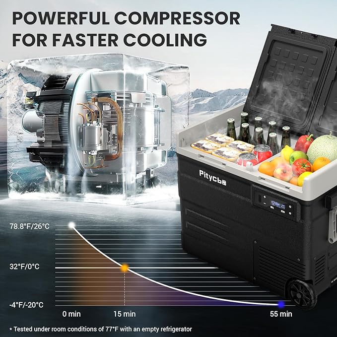 Car Refrigerator 12v Portable Fridge for Car, Auto 56 Quart Dual Zone Freezer Compressor Cooler