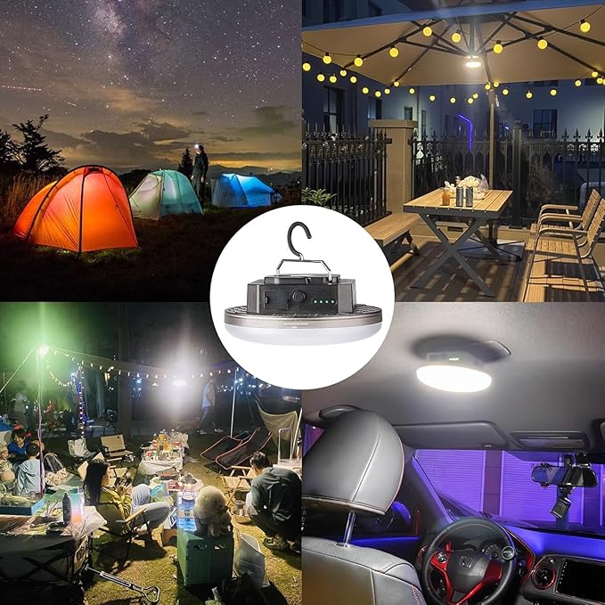 12000mAh 4000LM Camping Lights 3 Color Lighting Modes Bright Rechargeable LED Lamp 40W Hanging Tent