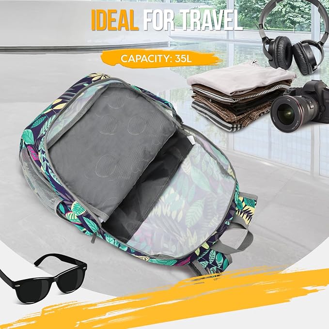ZOMAKE Lightweight Packable Backpack 35L, Light Foldable Backpacks Water Resistant Collapsible