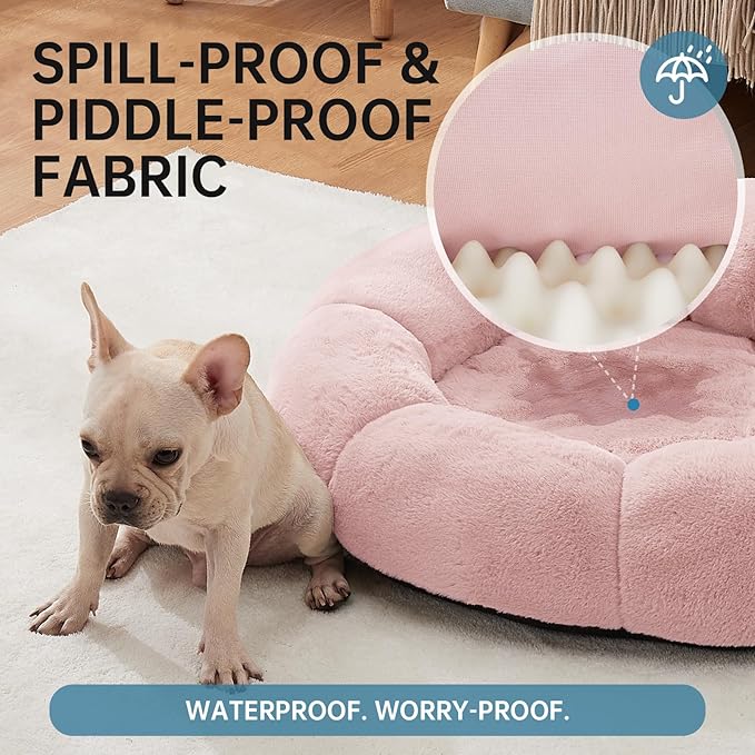 OhGeni 31 inches Calming Donut Orthopedic Dog & Cat Bed for Medium Pets, Warming Comfort Fluffy