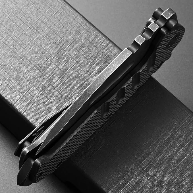 Ccanku C1137 Folding Knife, D2 Blade G10&Steel Handle EDC Tool Knife for Outdoor Camping Hiking