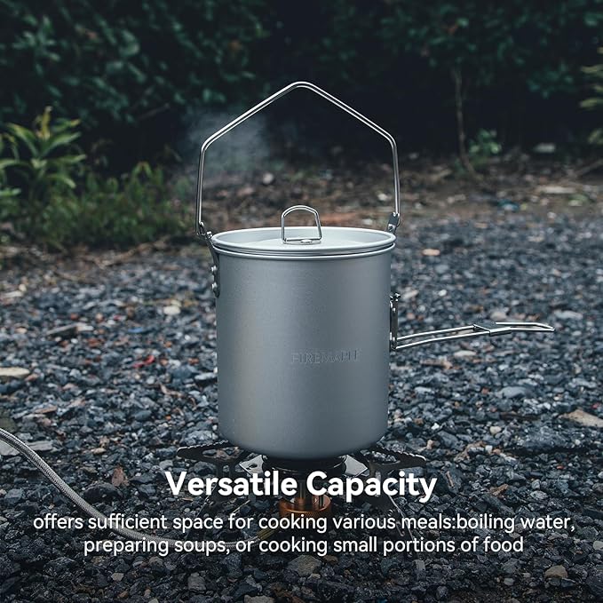 Fire Maple Frost 0.9L Camping Pot Aluminum with Detachable Handle, Backpack Bushcraft Gear