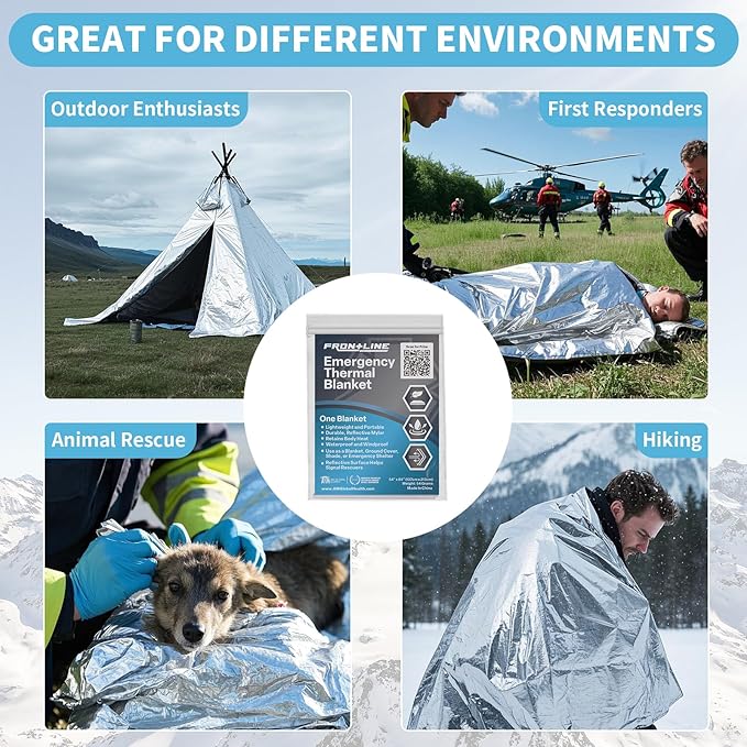 FRONTLINE Mylar Emergency Blankets 54" x 84" | Lightweight Thermal Survival Space Blanket