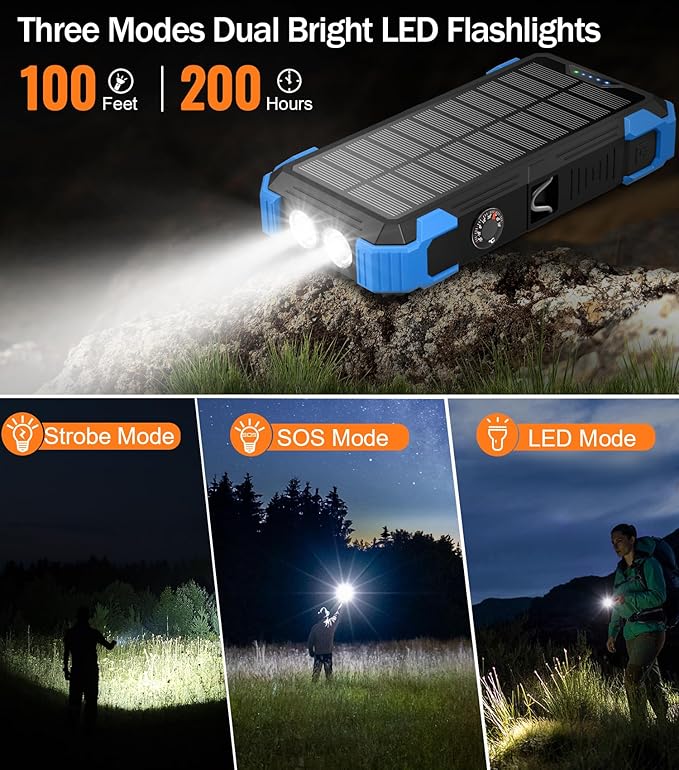 GOODaaa Portable Charger 42800mAh Built in 4 Cables and Thermometer 15W Fast Charging Power Bank