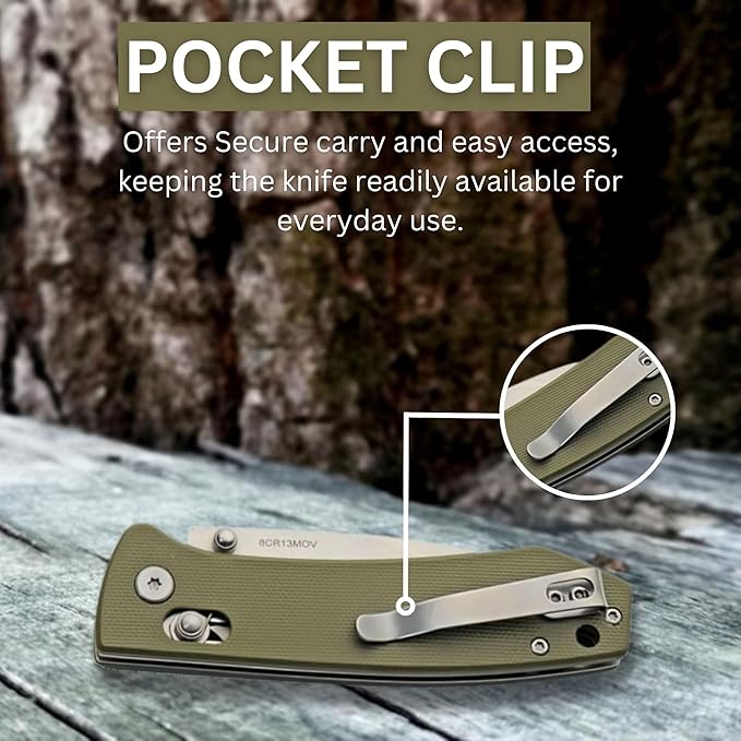 Rite Edge Premium Folding Pocket Knife - 4.25" Stainless Steel Blade, G10 Handle, Belt Clip