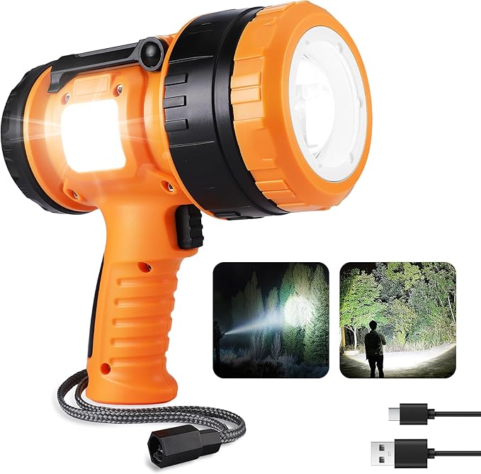 EverBrite Zoomable Rechargeable Spotlight with Foldable Stand, Handheld LED Spotlight Flashlight