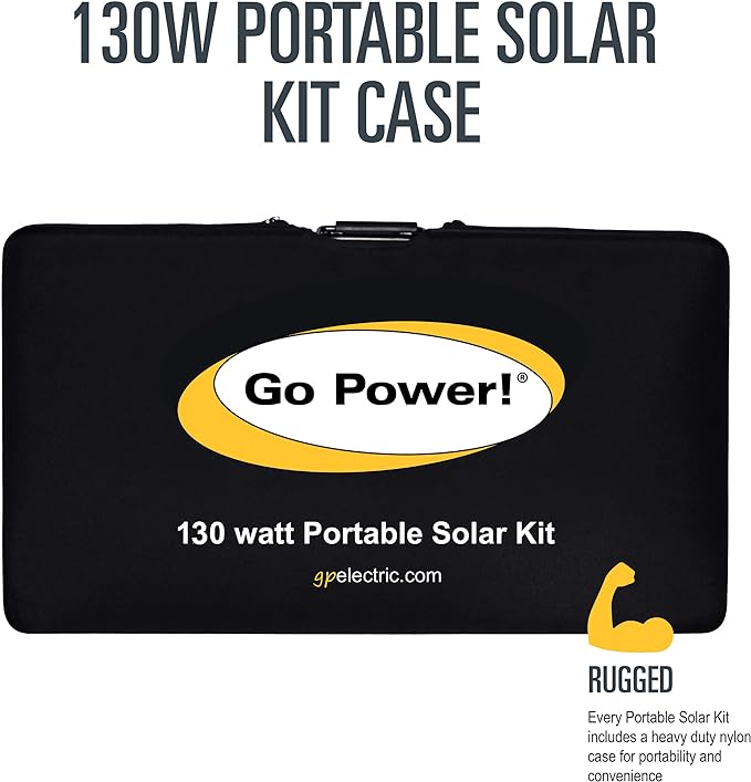 Go Power! GP-PSK-130 130W Portable Folding Solar Panel Kit with 10 Amp Solar Controller, Great for