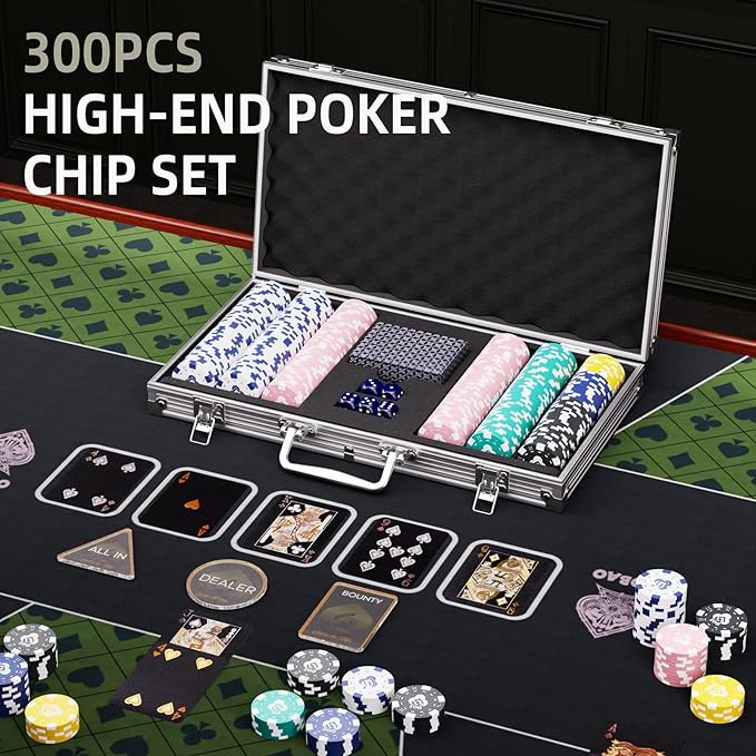 Poker Chips Set for Texas Holdem 300 Pcs Numbered Blackjack Chips,Denomination Tournaments Pokers