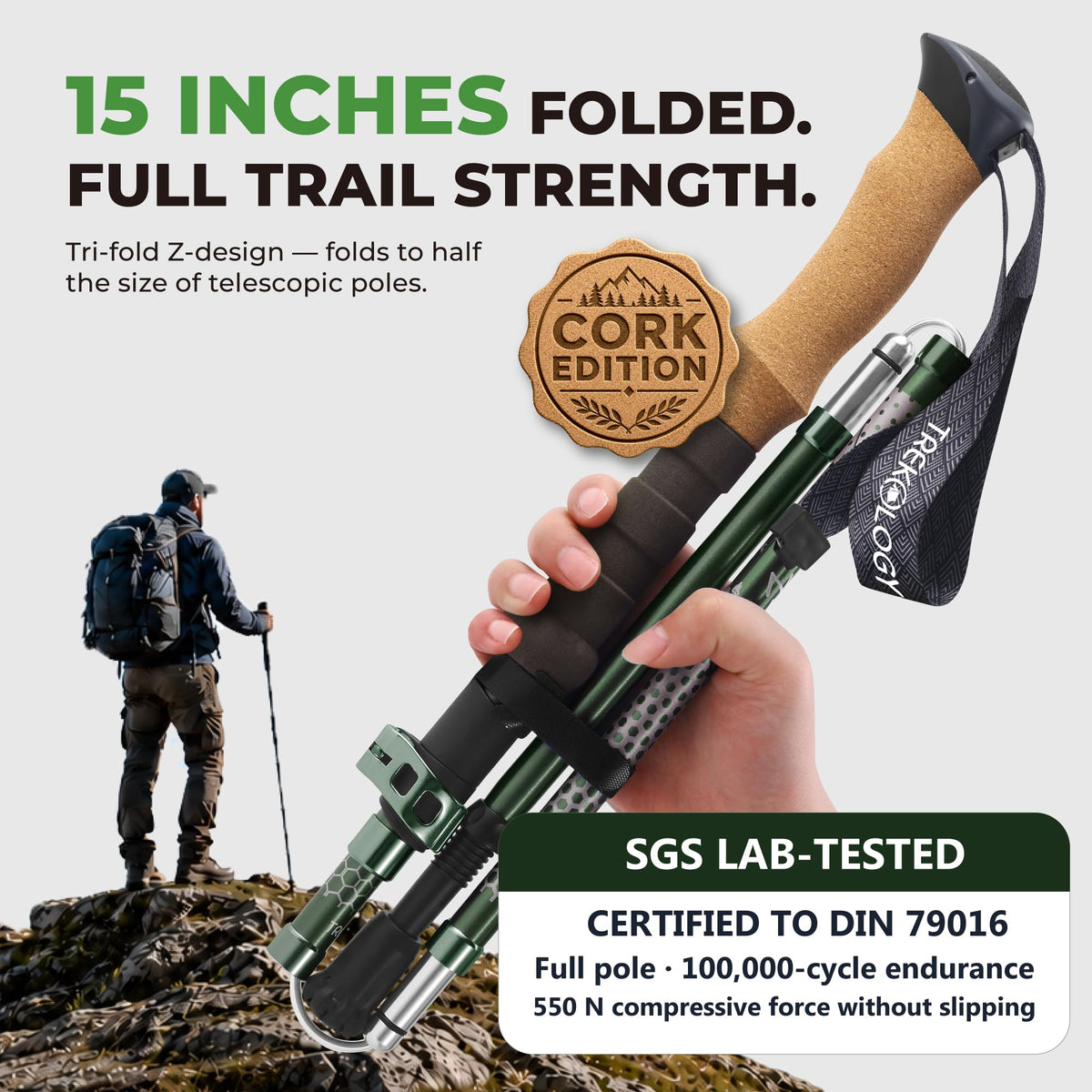 Trekology Trek-Z Collapsible Hiking & Trekking Poles - Balance Support for Seniors, Women, and Men