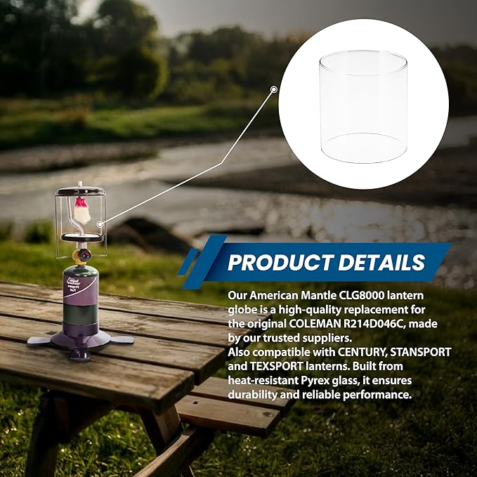 American Mantle Lantern Globe Replacement | 4.05"4.05"x4.21" Straight Clear Borosilicate Glass |