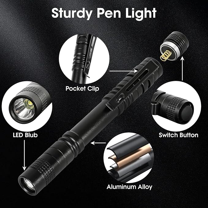 Pen Light Flashlight 5Pcs, LED Pocket Flashlights with Clip for Home/Emergency, Handheld Small Mini