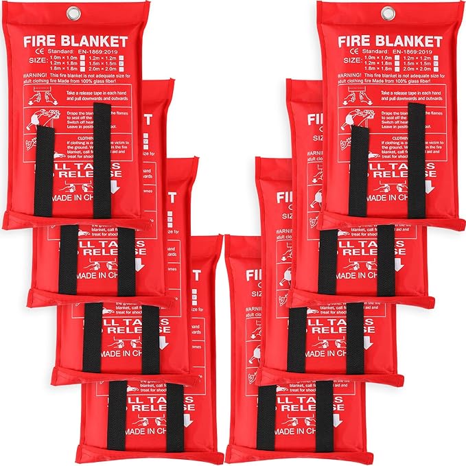 Jerify 8 Pack Fire Blanket for Home Emergency Fire Blanket 47 x 47 Inch Kitchen Fire Suppression