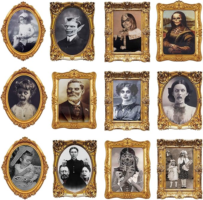ECGER Halloween Decorations Indoor, Haunted Scary Decor - 3D Changing Face Pictures, Vintage Moving