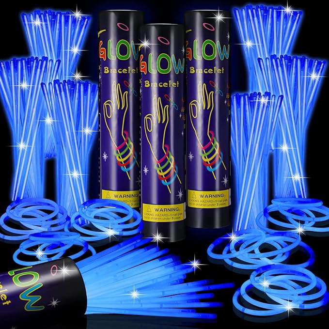 Hanaive 300 Pcs Glow Sticks Bulk 8 Inch Glow in The Dark Party Favors Neon Bracelets and Necklaces