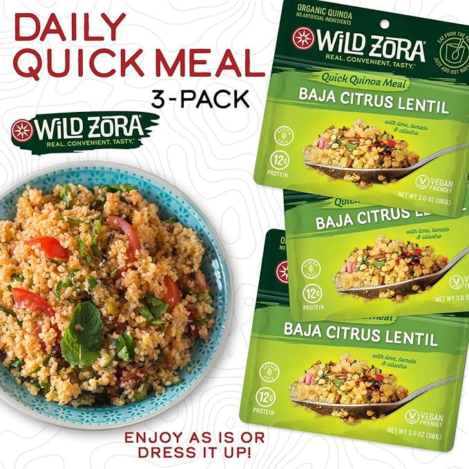 Wild Zora Instant Organic Quinoa Meals - Quick & Tasty Prepared Quinoa Bowls, Pantry Staples