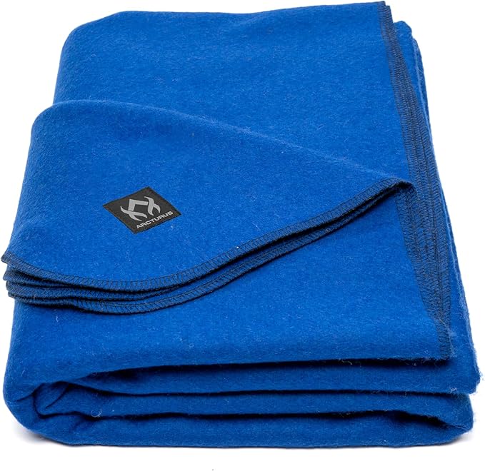Arcturus Military Wool Blanket - Warm, Thick, Washable - Great for Outdoors, Camping, Stadium