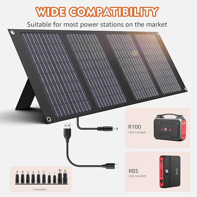 Apowking Portable Solar Panels 40W, Foldable Solar Panel Charger for 100-300W Portable Power