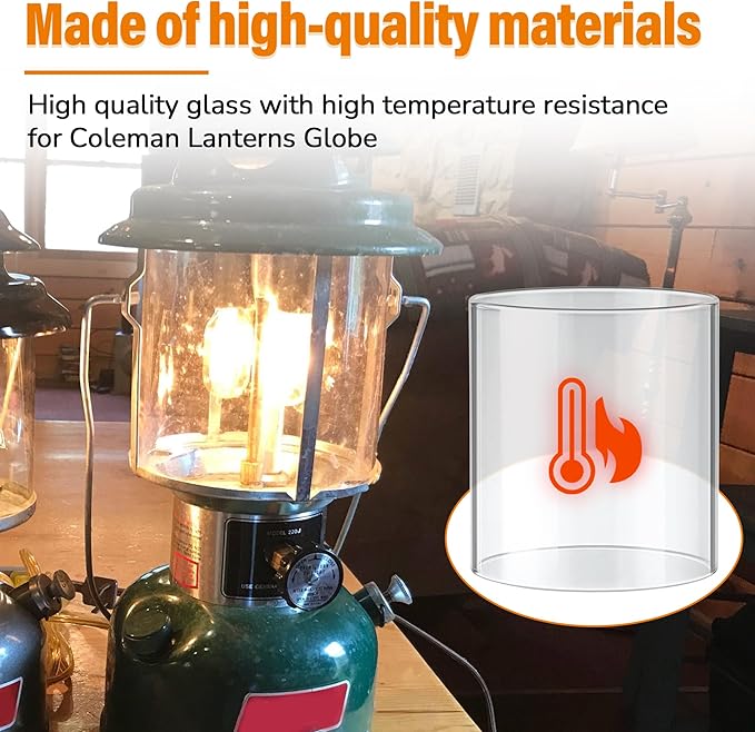 SUNJIKA Lantern Glass Globe for Coleman Fueled Lantern Replacement Globe Clear Straight for Lantern