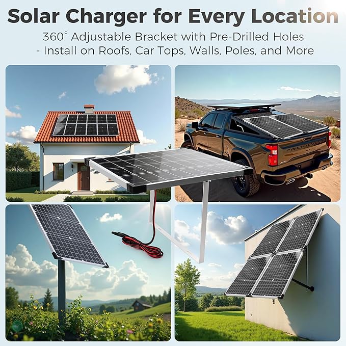 Solar Panel Kit 20W 12V, Solar Battery Trickle Charger Maintainer, Waterproof Solar Panel + Upgrade