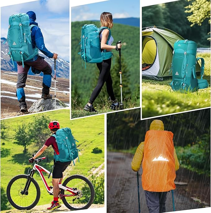 IGOLUMON 60L Hiking Backpack Waterproof Camping Backpack with Rain Cover Large Lightweight