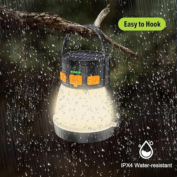 2 Pack LED Camping Lantern, 1500 Lumens Camping Lantern Rechargeable with Solar Panel Charging