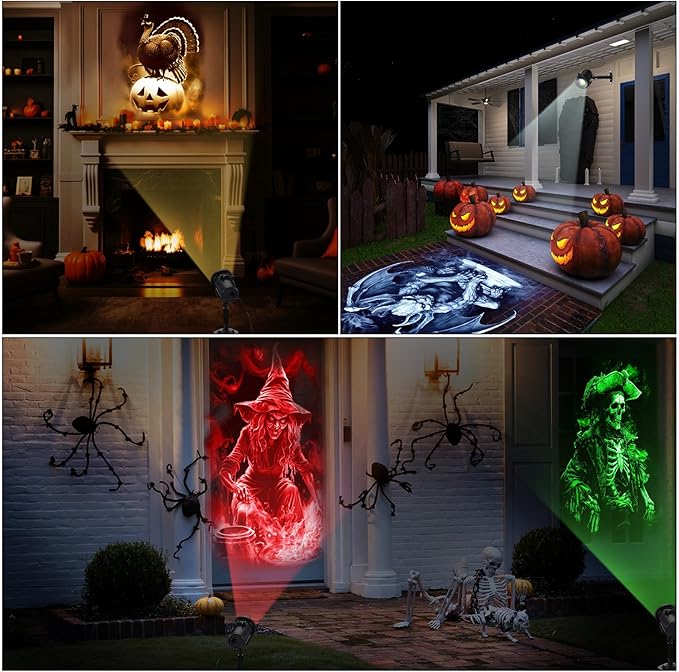 Christmas Projector Lights 2025 Upgrade 3D Dynamic Outdoor Indoor Decorations 4 Colors Light, with