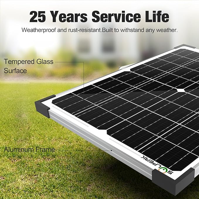 SOLPERK 25W 12V Solar Battery Charger, Waterpoof Solar Panel Kit with Energy Saving Controller for
