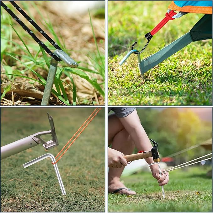 MIVIDE 100 Pack 8.26 inch Tent Stakes, Galvanized Steel Metal Tent Stakes Pegs, Garden Stakes