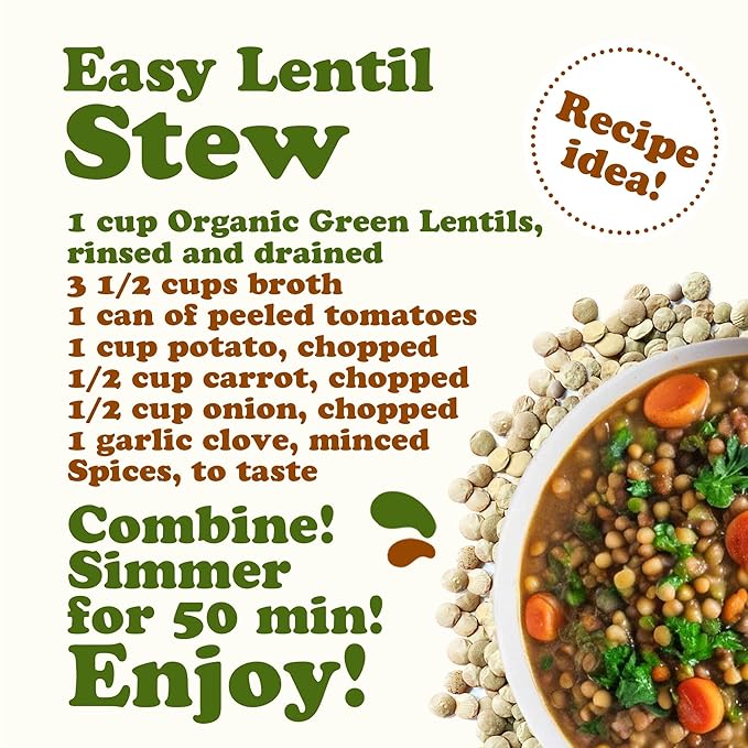 Food to Live Organic Whole Green Lentils, 25 Pounds ??Non-GMO, Dried Raw Beans, Sproutable, Vegan